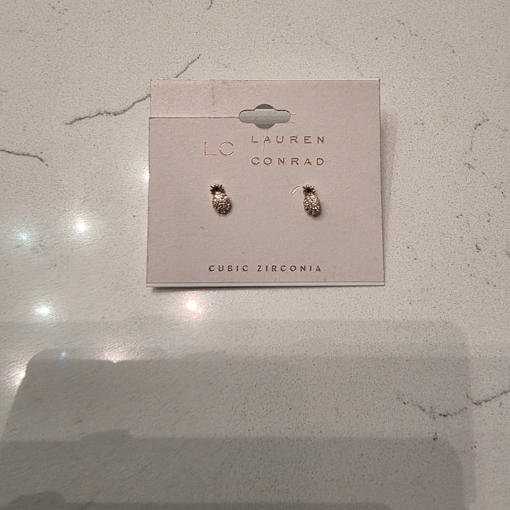 LC Lauren Conrad Gold-Tone Cubic Zirconia Pineapple Earrings